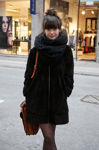 cute sleek blunt bangs with bun hairstyles for winter