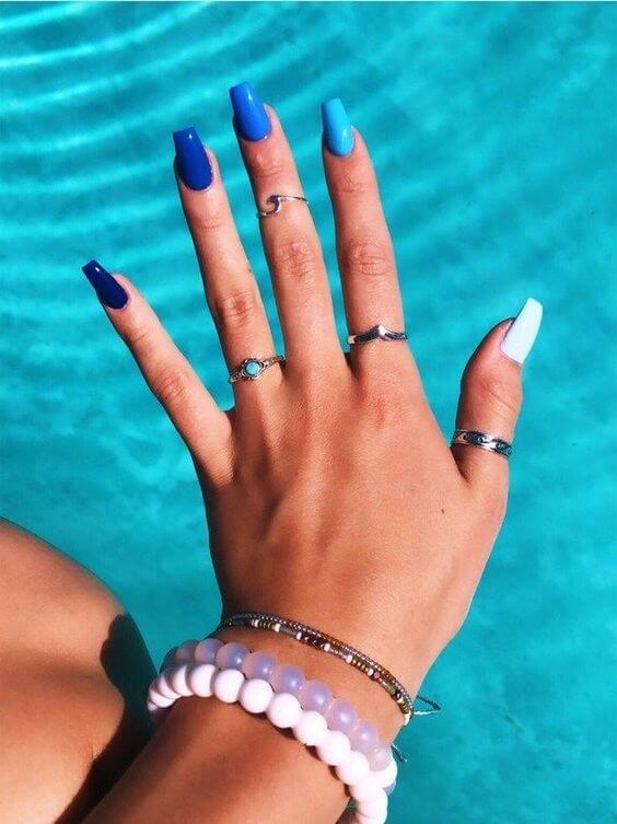 all shades of blue summer nails