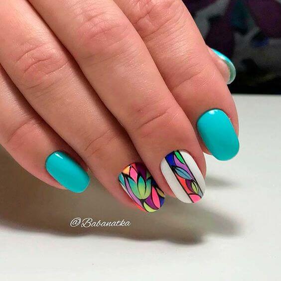 stunning bright floral summer nails