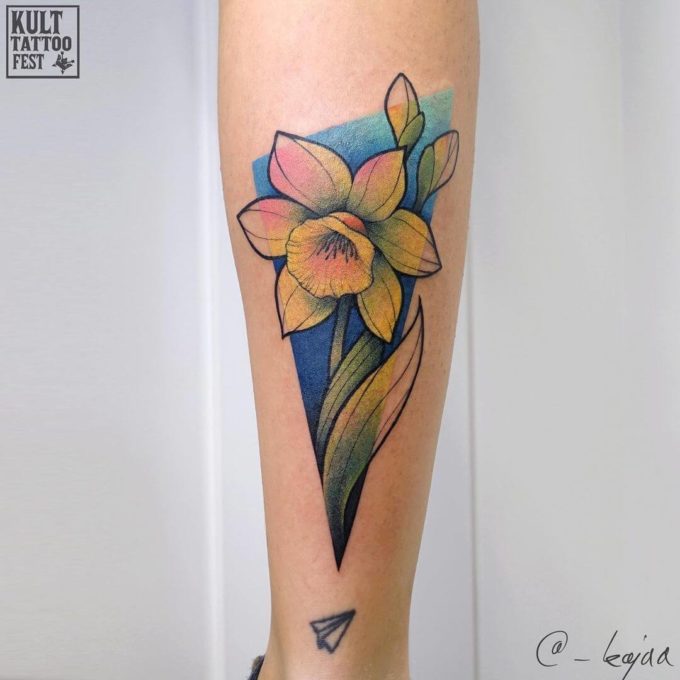 creative december birth flower narcissus tattoo design