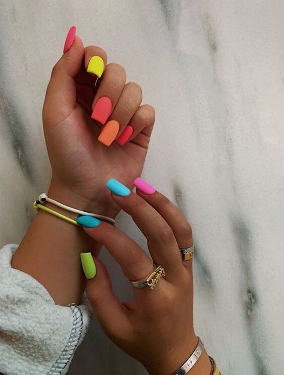 neon summer coffin nails