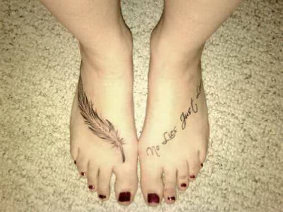 no lies just love tattoo on left foot