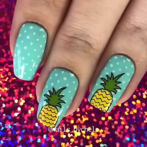 bright color pineapple summer nails