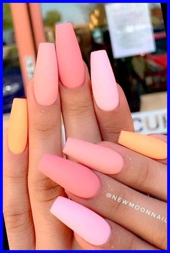 all shades of pink summer acrylic nails