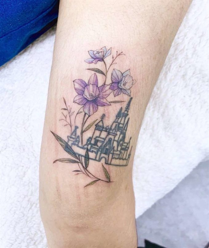 purple color narcissus birth flowers tattoo