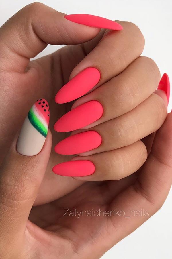 watermelon summer coffin nails