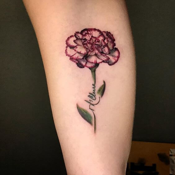 carnation signature January birth flower tattoo design idea