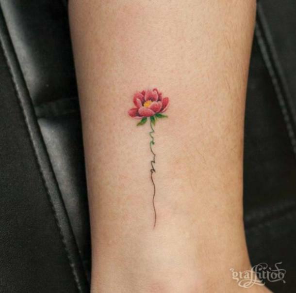 small carnation January birth flower signature tattoo design
