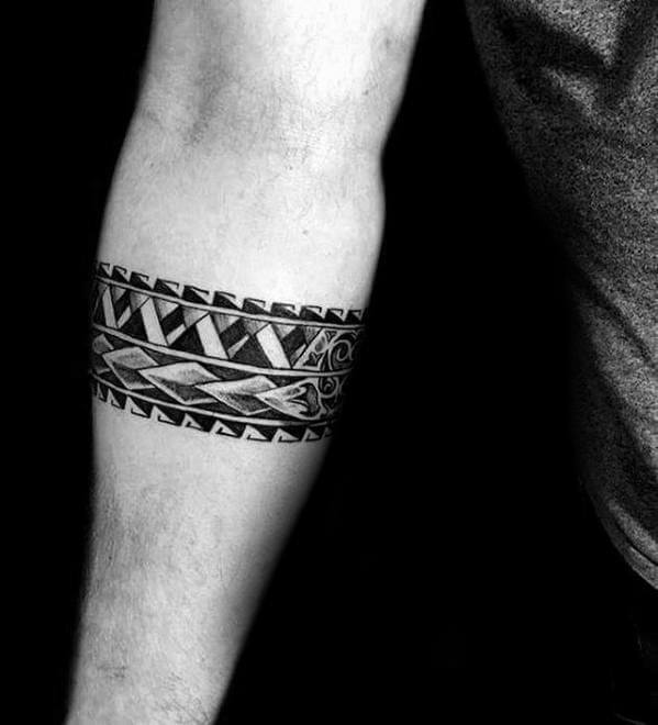 polynesian pattern black band tattoo design idea for men