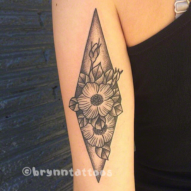 dotwork geometric primrose tattoo design