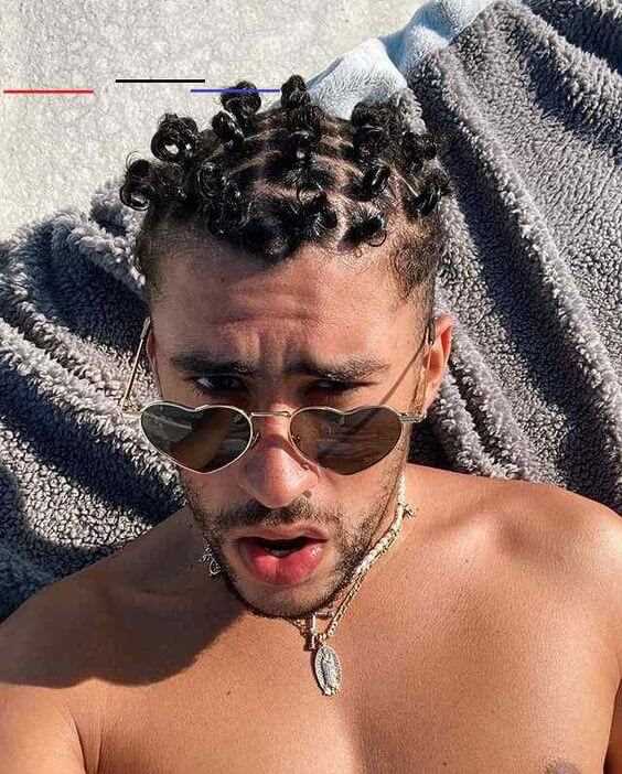 bad bunny cornrows buns hairstyle