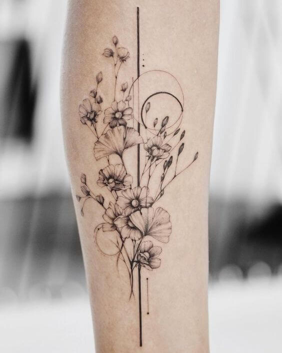 geometric bunch of gladiolus august flowers tattoo design