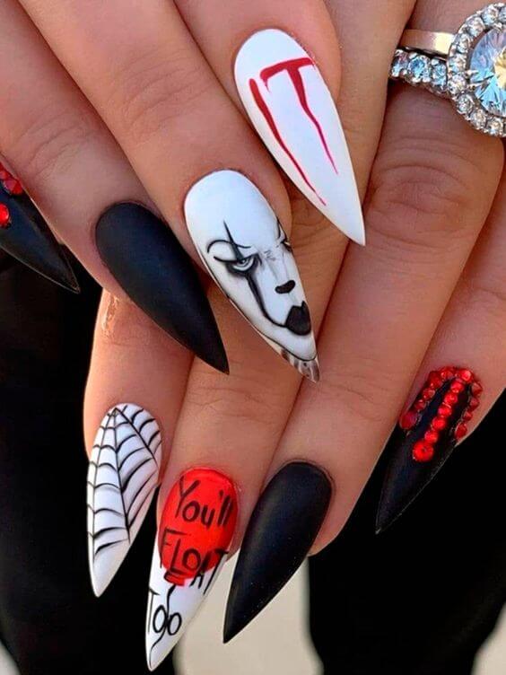 it movie inspired spider web nail designs
