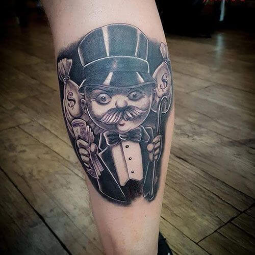 monopoly man with money bangs tattoo design