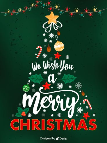 merry xmas wishes tree card image