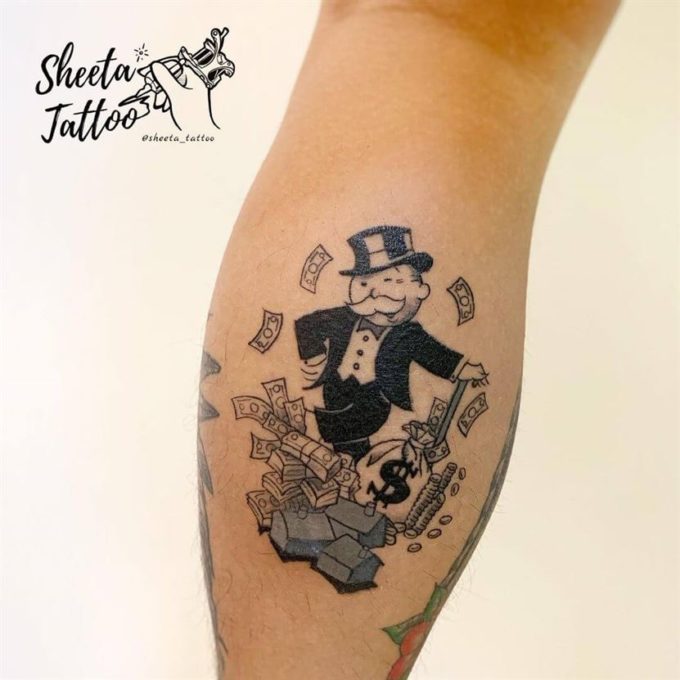 rich monopoly man tattoo design