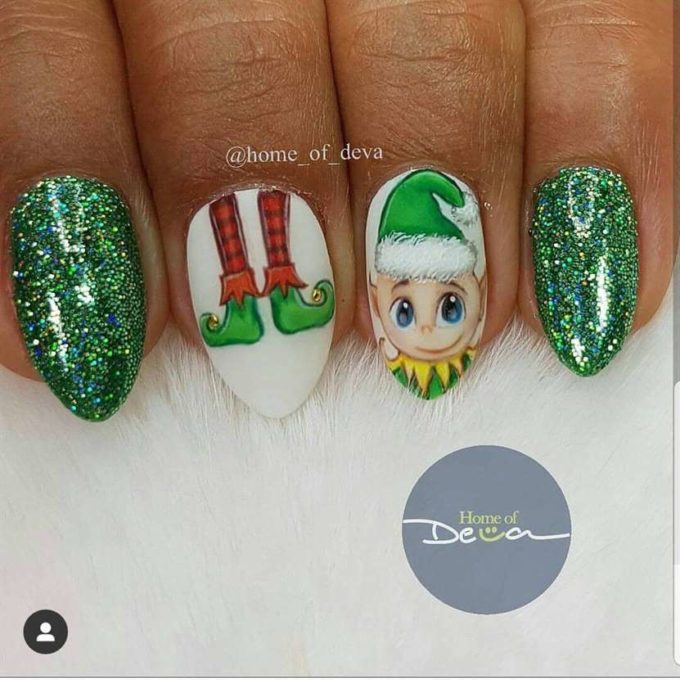 elf cartoon nails art design idea