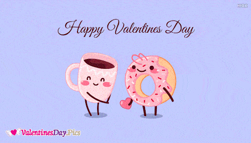 cute animated donut and coffee happy valentines day image
