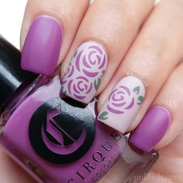 purple rose nail polish art designs for valentines day