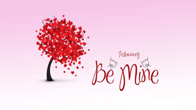 14th february be mine with hearts tree background for computer desktop