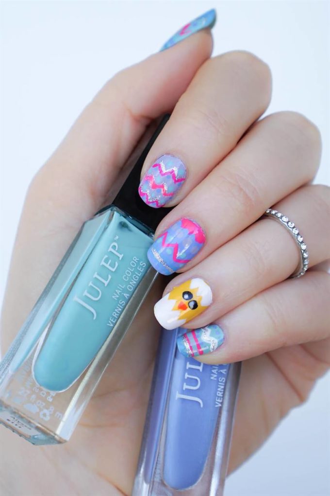 cute pastel easter egg nails art design