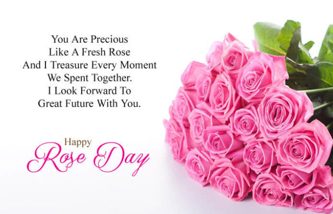 happy rose day pink roses bouquet message image for love