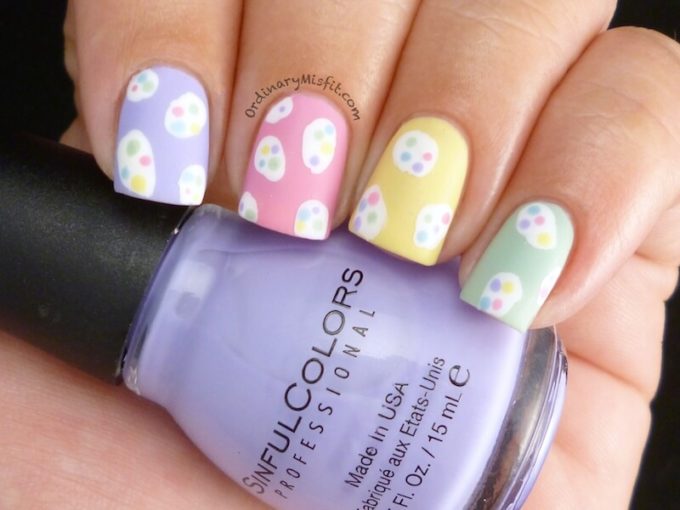 pastel with easter eggs on top nails design art
