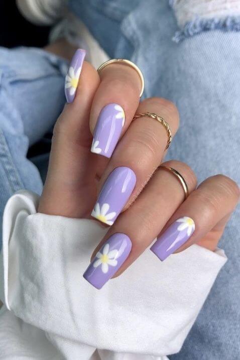 floral purple spring acrylic nails art designs idea for 2022