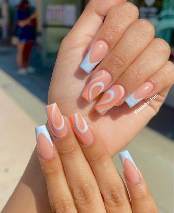 light colors swirl spring acrylic nails art design idea for 2022