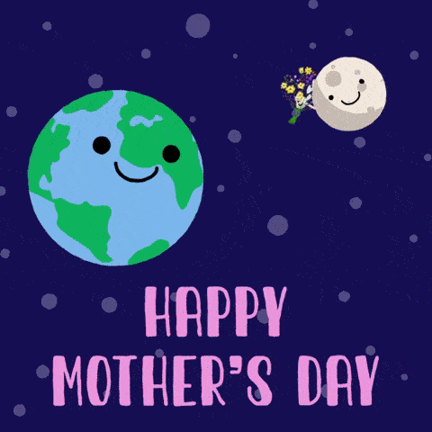 mother earth and baby moon funny animated happy mothers day gif image