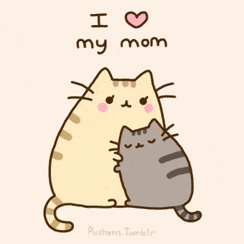 pusheen cat mother and kitten funny animated gif image for happy mother day