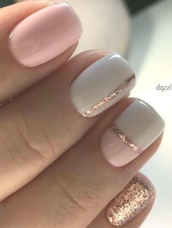 short pink and white with glitter line spring season acrylic nails art design idea for 2022