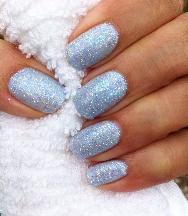 short glittery baby blue nail art designs idea