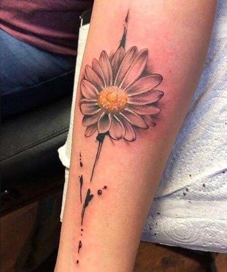 3d gerbera daisy flower tattoo design idea