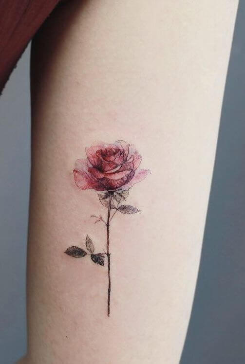 waterink june birth flower rose tattoo design idea on inner arm for females