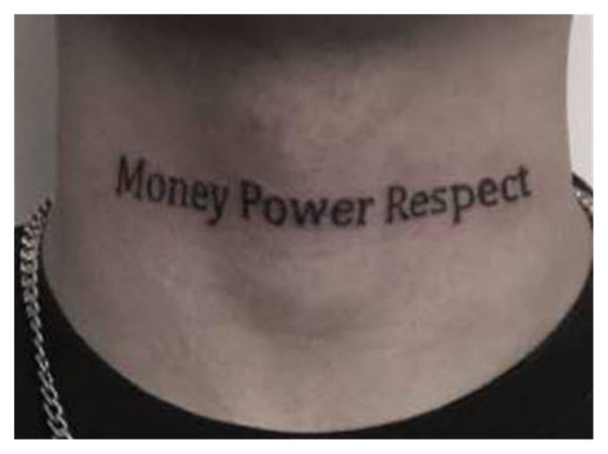 money power respect tattoo design idea on neck for men