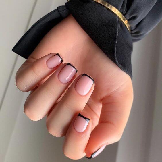 thin black french tip manicure ideas for 2022