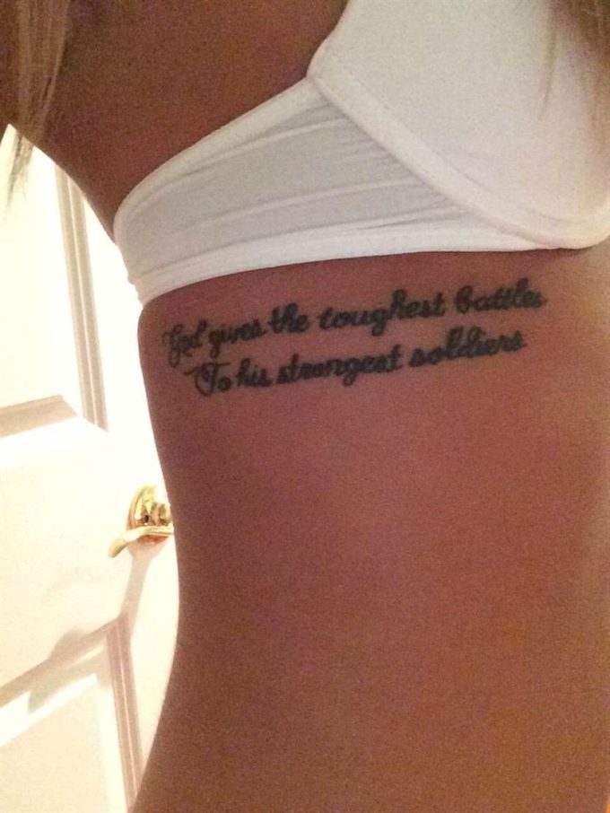 god gives the toughest battles to his strongest soldiers tattoo idea on side ribs for females