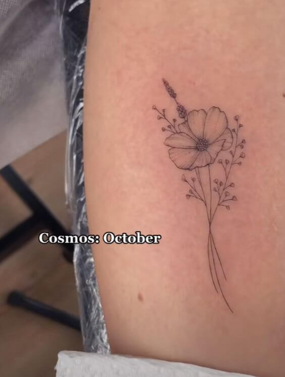 cosmos october birth flower tattoo design idea