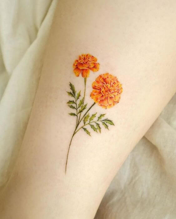 marigold october birth flowers tattoo designs idea on leg for females