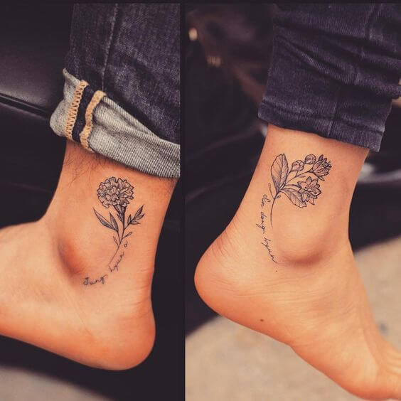 name with marigold october birth flower tattoo designs ideas on ankle for couples
