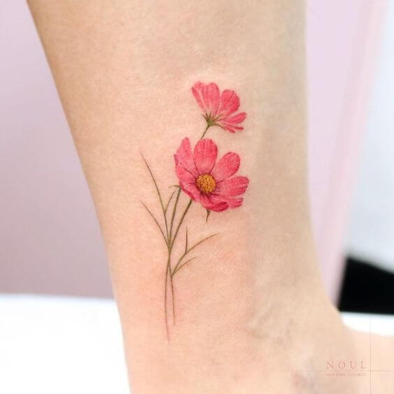 pink cosmos october birth flowers tattoo designs idea