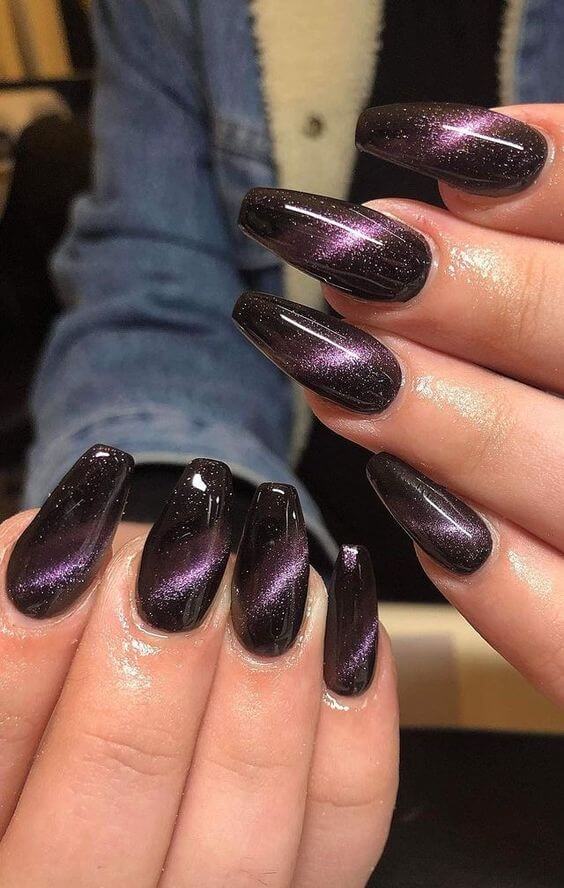 classy starry night effect cat eye nails art designs idea 