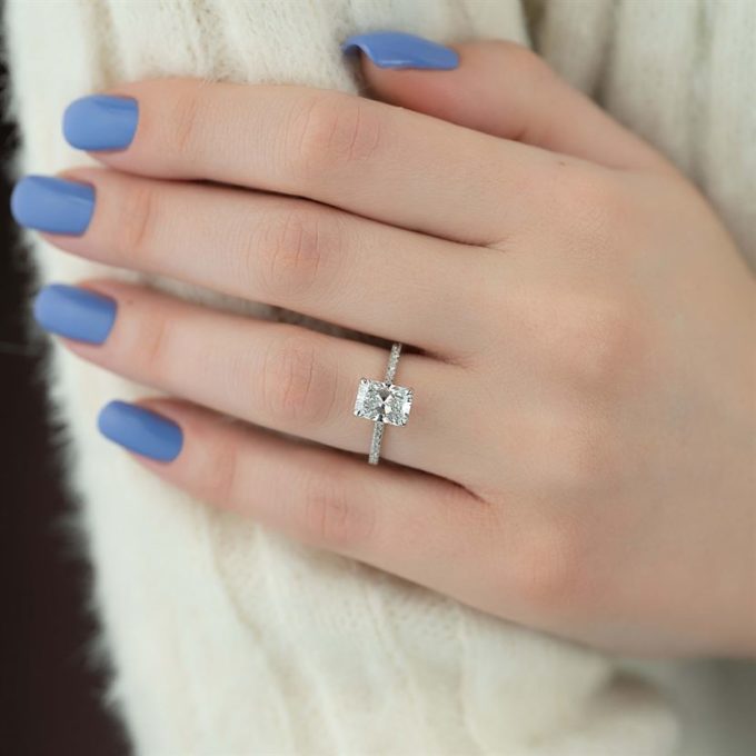 radiant-shaped engagement ring