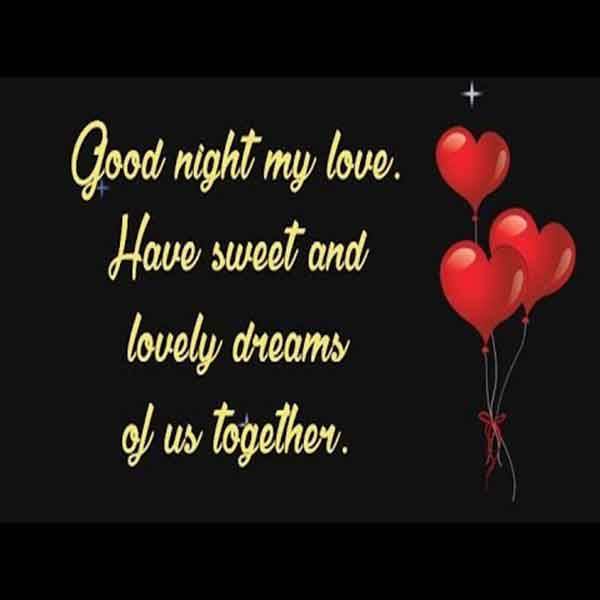 red heart balloons with romantic good night my love message image