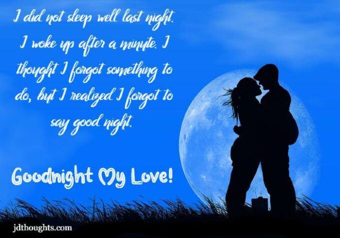 couple romantic goodnight my love message image