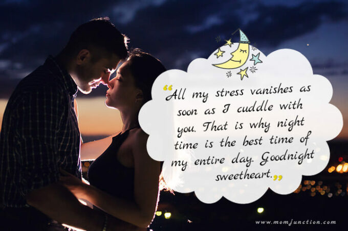 romantic goodnight sweetheart message picture for couples