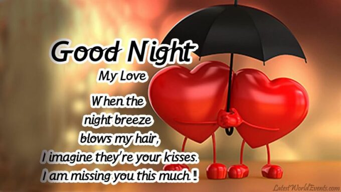 cute hearts romantic good night my love quote image