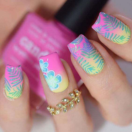 beach themed tropical nail art designs idea