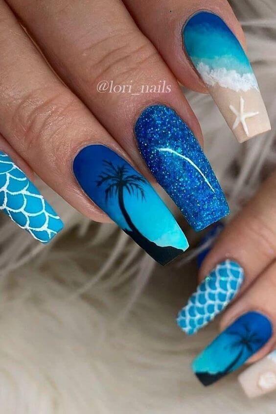 beach summer tropical nail art designs idea